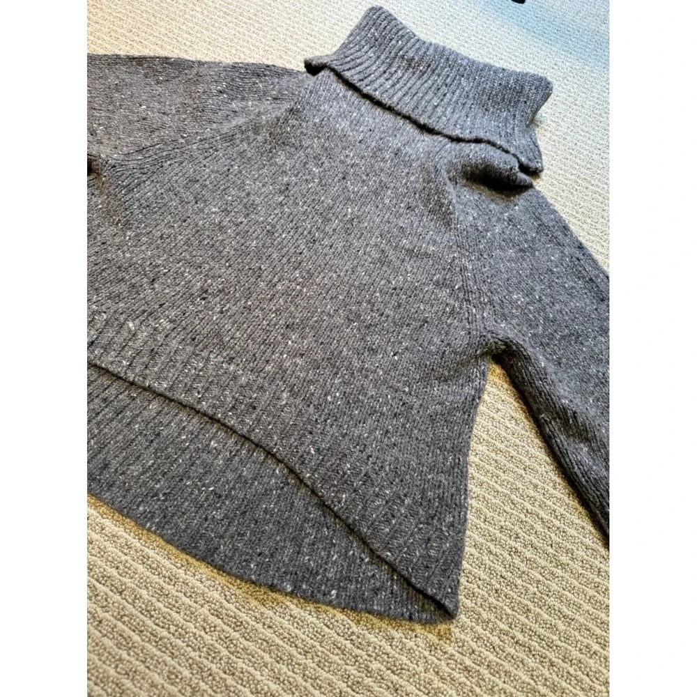 Theory Wool Cashmere Blend Turtleneck Sweater Poncho‎ Gray Short Sleeve Women S